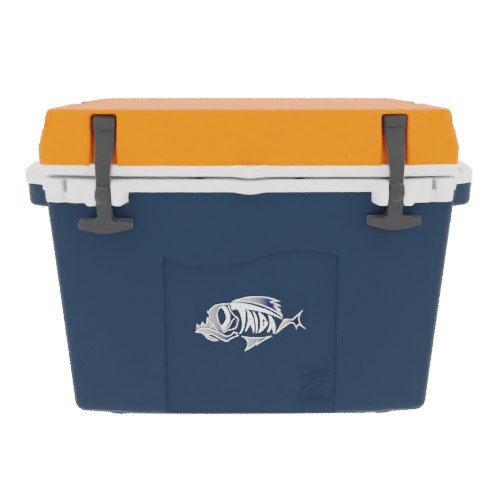 27 Quart Blue Cooler with Orange Lid – Rugged Ice Chest – Taiga