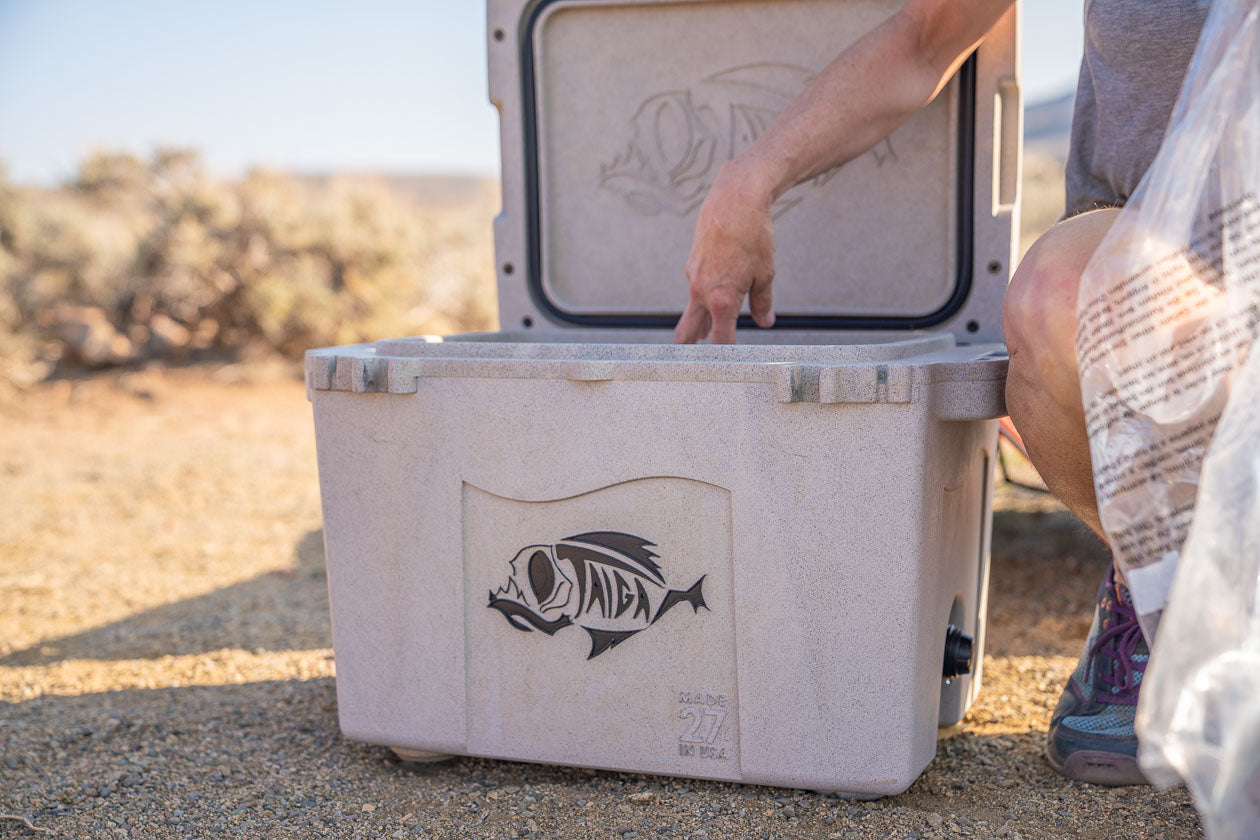 Taiga Granite white cooler in the desert
