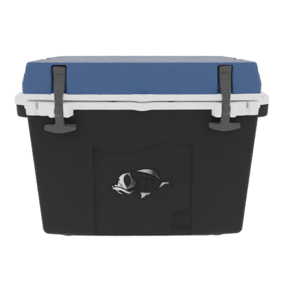 Taiga 27 Quart Black Cooler with Blue Lid – Camping & Hunting Ice Chest for Rugged Outdoor Use