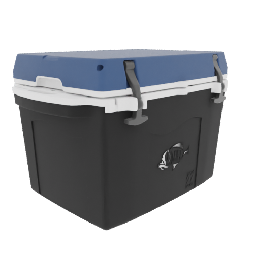 Taiga 27 Quart Black Cooler with Blue Lid – Camping & Hunting Ice Chest for Rugged Outdoor Use