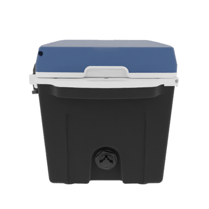 Taiga 27 Quart Black Cooler with Blue Lid – Camping & Hunting Ice Chest for Rugged Outdoor Use