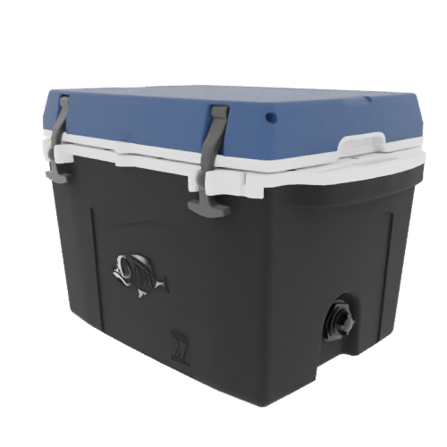 Taiga 27 Quart Black Cooler with Blue Lid – Camping & Hunting Ice Chest for Rugged Outdoor Use