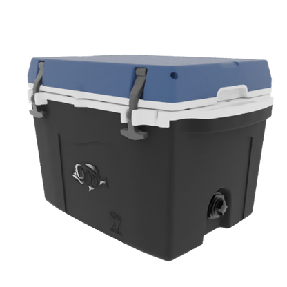 Taiga 27 Quart Black Cooler with Blue Lid – Camping & Hunting Ice Chest for Rugged Outdoor Use