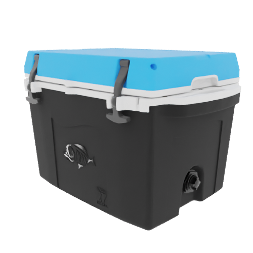 Taiga 27 Quart Black Cooler with Light Blue Lid – Tailgating Ice Chest with Rugged Portability