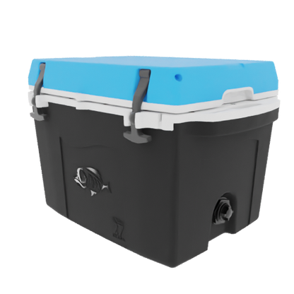 Taiga 27 Quart Black Cooler with Light Blue Lid – Tailgating Ice Chest with Rugged Portability