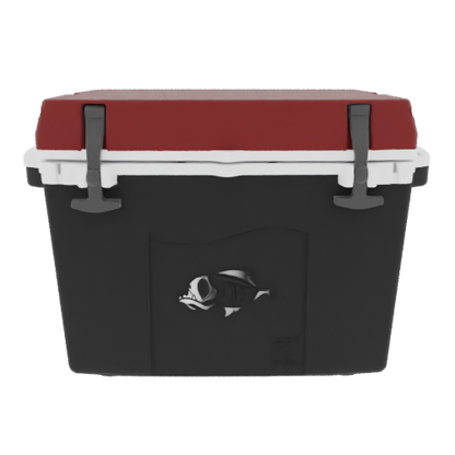 Taiga 27 Quart Black Cooler with Maroon Lid – Camping Ice Chest for Rugged Outdoor Use