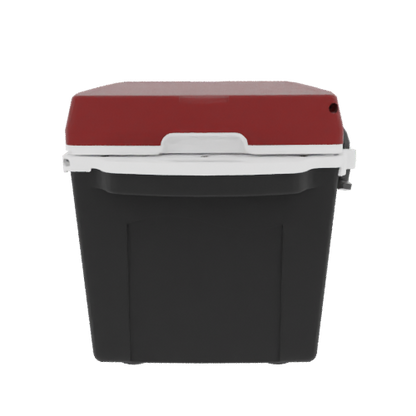 Taiga 27 Quart Black Cooler with Maroon Lid – Camping Ice Chest for Rugged Outdoor Use