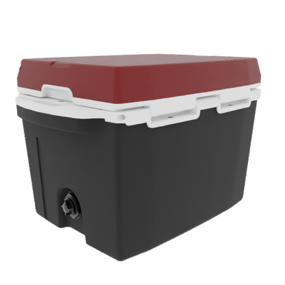 Taiga 27 Quart Black Cooler with Maroon Lid – Camping Ice Chest for Rugged Outdoor Use
