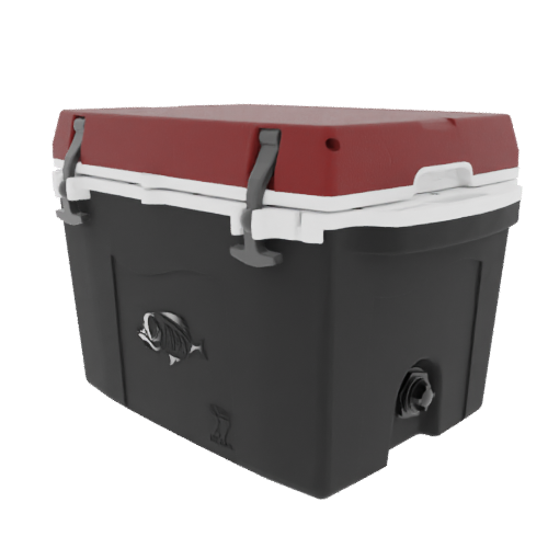 Taiga 27 Quart Black Cooler with Maroon Lid – Camping Ice Chest for Rugged Outdoor Use