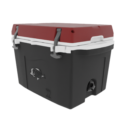 Taiga 27 Quart Black Cooler with Maroon Lid – Camping Ice Chest for Rugged Outdoor Use