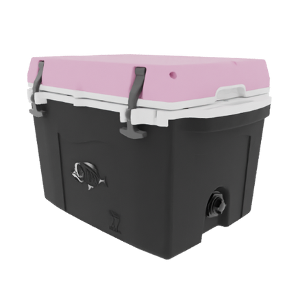 Taiga 27 Quart Black Cooler with Pink Lid – Hard Sided Camping Ice Chest Made in the USA