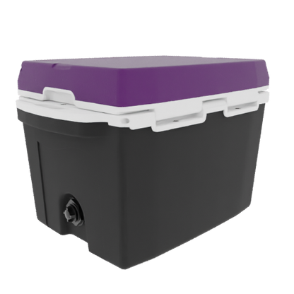 Taiga 27 Quart Black Cooler with Purple Lid – Rugged Camping Ice Chest Made in the USA