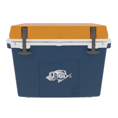 Taiga 27 Quart Blue Cooler with Burnt Orange Lid – American-Made Ice Chest Cooler