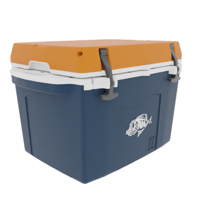 Taiga 27 Quart Blue Cooler with Burnt Orange Lid – American-Made Ice Chest Cooler