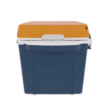 Taiga 27 Quart Blue Cooler with Burnt Orange Lid – American-Made Ice Chest Cooler