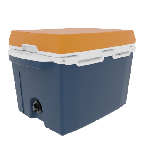 Taiga 27 Quart Blue Cooler with Burnt Orange Lid – American-Made Ice Chest Cooler