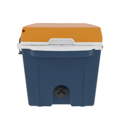 Taiga 27 Quart Blue Cooler with Burnt Orange Lid – American-Made Ice Chest Cooler