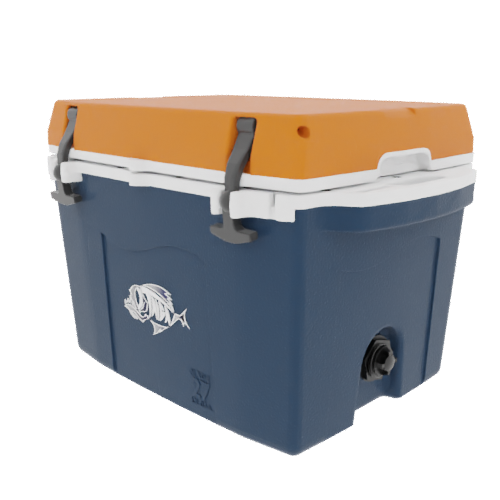 Taiga 27 Quart Blue Cooler with Burnt Orange Lid – American-Made Ice Chest Cooler