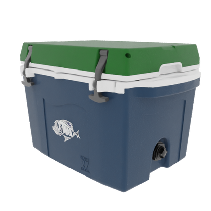Taiga 27 Quart Blue Cooler with Green Lid – Boat Ice Chest Made in USA