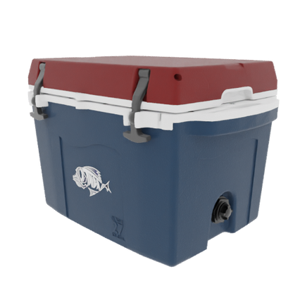 Taiga 27 Quart Blue Cooler with Maroon Lid – Compact Outdoor Ice Chest Built Tough in the USA