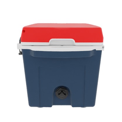 Taiga Coolers 27 Quart Blue Cooler with Red Lid – Reliable Boat Ice Cooler Built Tough