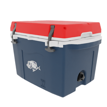 Taiga Coolers 27 Quart Blue Cooler with Red Lid – Reliable Boat Ice Cooler Built Tough