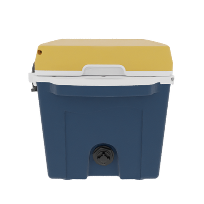Taiga Coolers 27 Quart Blue Cooler with Yellow Lid – Reliable Boat Ice Cooler Built Tough