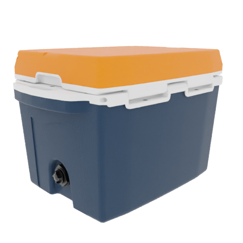 Taiga 27 Quart Cooler: Durable Blue & Orange Ice Chest