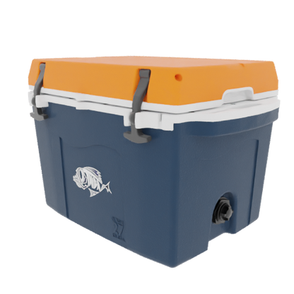 Taiga Coolers 27 Quart Blue Cooler with Orange Lid – Rugged Ice Chest for Work or Tailgate