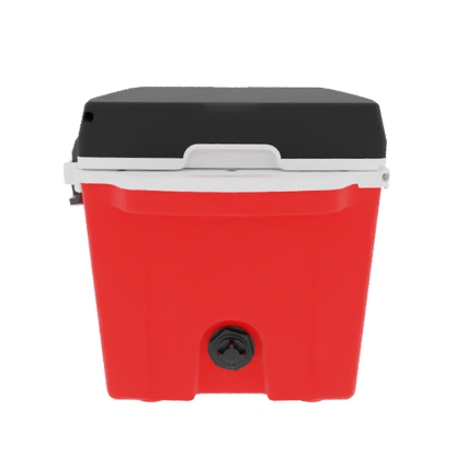 Taiga 27 Qt Heavy Duty Hard Cooler – Red Base, Black Lid – Rugged American Made Ice Chest