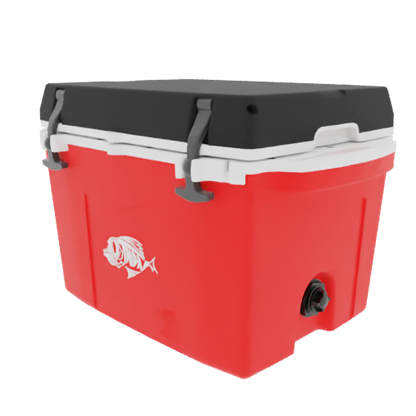 Taiga 27 Qt Heavy Duty Hard Cooler – Red Base, Black Lid – Rugged American Made Ice Chest