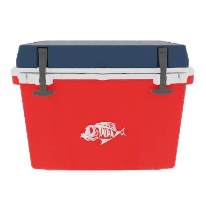 Taiga 27 Qt Rugged Ice Chest – Red Base, Blue Lid – USA Made Heavy Duty Hard Cooler