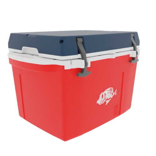 Taiga 27 Qt Rugged Ice Chest – Red Base, Blue Lid – USA Made Heavy Duty Hard Cooler