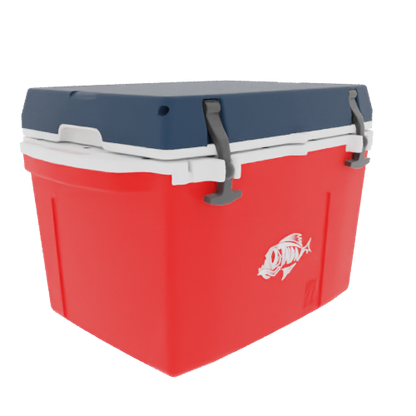 Taiga 27 Qt Rugged Ice Chest – Red Base, Blue Lid – USA Made Heavy Duty Hard Cooler