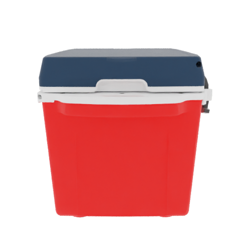 Taiga 27 Qt Rugged Ice Chest – Red Base, Blue Lid – USA Made Heavy Duty Hard Cooler