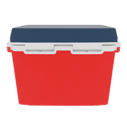 Taiga 27 Qt Rugged Ice Chest – Red Base, Blue Lid – USA Made Heavy Duty Hard Cooler