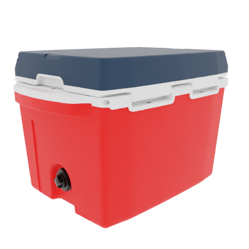 Taiga 27 Qt Rugged Ice Chest – Red Base, Blue Lid – USA Made Heavy Duty Hard Cooler