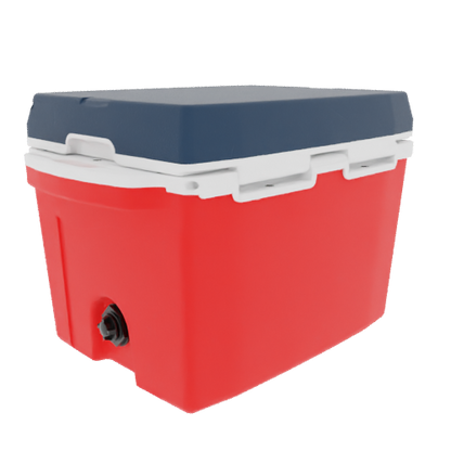 Taiga 27 Qt Rugged Ice Chest – Red Base, Blue Lid – USA Made Heavy Duty Hard Cooler