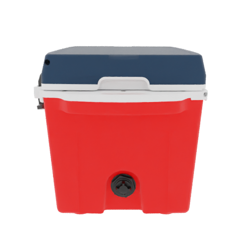 Taiga 27 Qt Rugged Ice Chest – Red Base, Blue Lid – USA Made Heavy Duty Hard Cooler