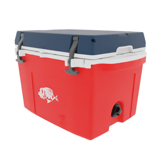 Taiga 27 Qt Rugged Ice Chest – Red Base, Blue Lid – USA Made Heavy Duty Hard Cooler