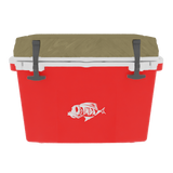Taiga 27 Quart Hard Cooler – Red Base, Desert Tan Lid – USA Made Outdoor Ice Chest