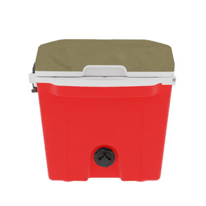 Taiga 27 Quart Hard Cooler – Red Base, Desert Tan Lid – USA Made Outdoor Ice Chest