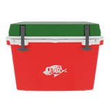 Taiga 27 Quart Outdoor Patio Cooler – Red Base, Green Lid – USA Made Hard Sided Ice Chest