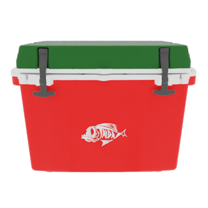 Taiga 27 Quart Outdoor Patio Cooler – Red Base, Green Lid – USA Made Hard Sided Ice Chest