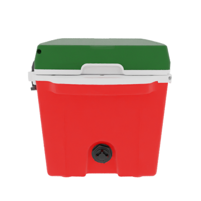 Taiga 27 Quart Outdoor Patio Cooler – Red Base, Green Lid – USA Made Hard Sided Ice Chest