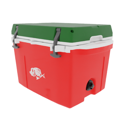 Taiga 27 Quart Outdoor Patio Cooler – Red Base, Green Lid – USA Made Hard Sided Ice Chest