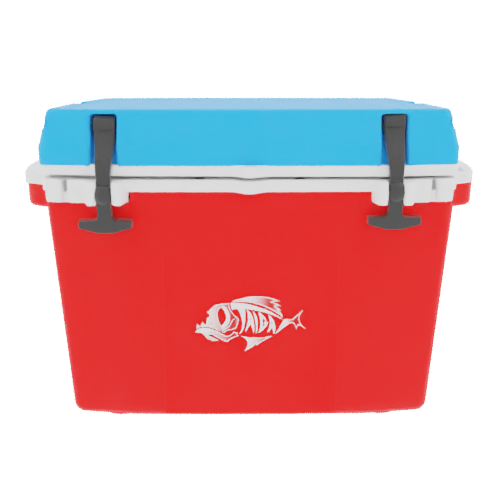 Taiga 27 Quart Red Cooler with Light Blue Lid – Durable Marine Ice Chest Built for the Water