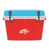 Taiga 27 Quart Red Cooler with Light Blue Lid – Durable Marine Ice Chest Built for the Water