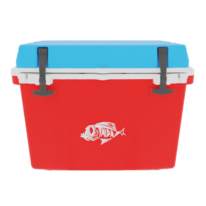 Taiga 27 Quart Red Cooler with Light Blue Lid – Durable Marine Ice Chest Built for the Water