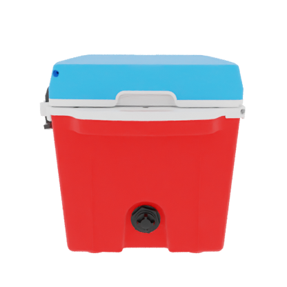Taiga 27 Quart Red Cooler with Light Blue Lid – Durable Marine Ice Chest Built for the Water